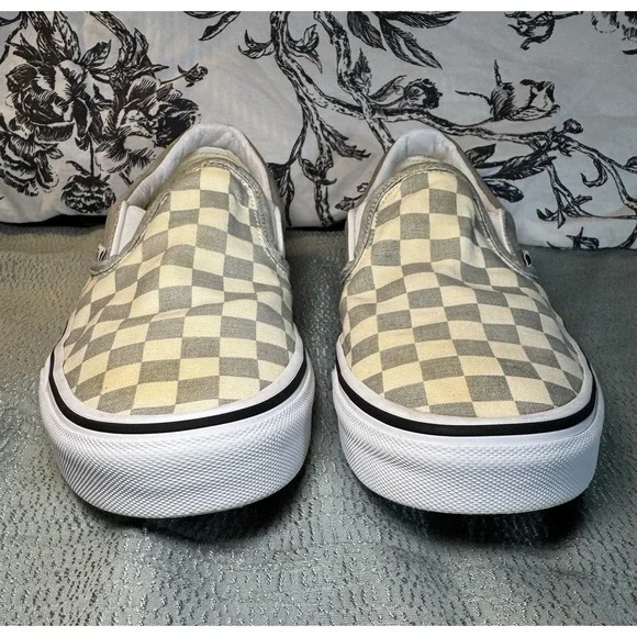 Vans Slip-On Checkerboard Skate Shoe Gray White Women's 9 Men 7.5 - Picture 4 of 13
